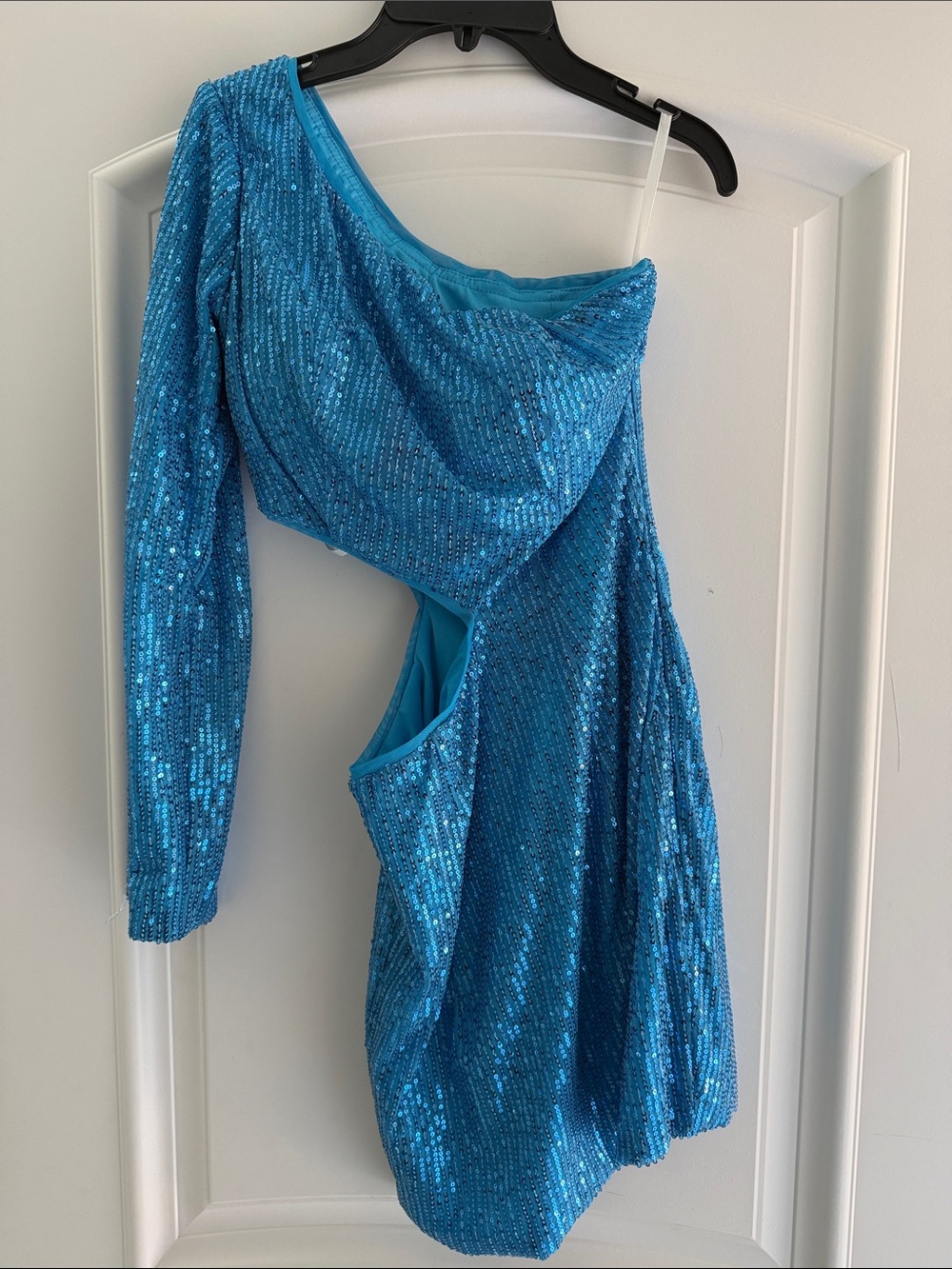 Blue Sequin One-Shoulder Women’s Top